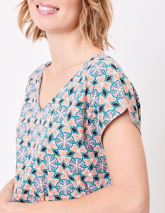 Organic cotton V-neck T-shirt femme La Fianc&eacute;e