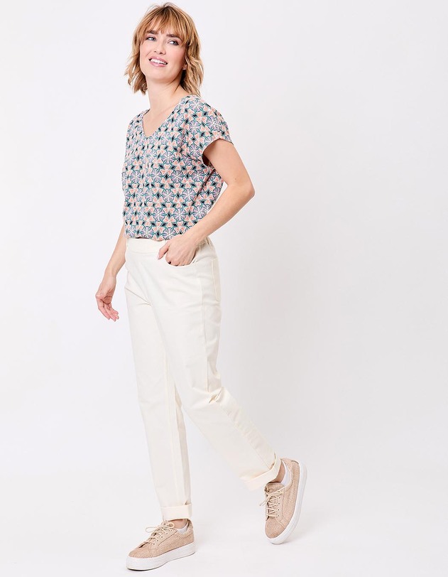 Organic cotton V-neck T-shirt femme La Fianc&eacute;e
