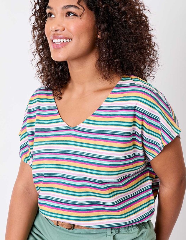 Organic cotton V-neck T-shirt femme La Fianc&eacute;e