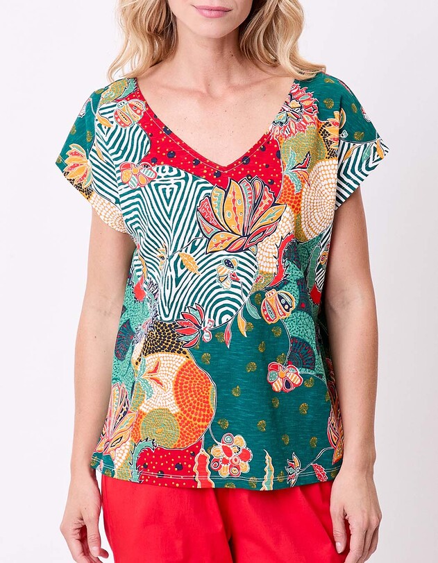 Organic cotton V-neck T-shirt femme La Fianc&eacute;e