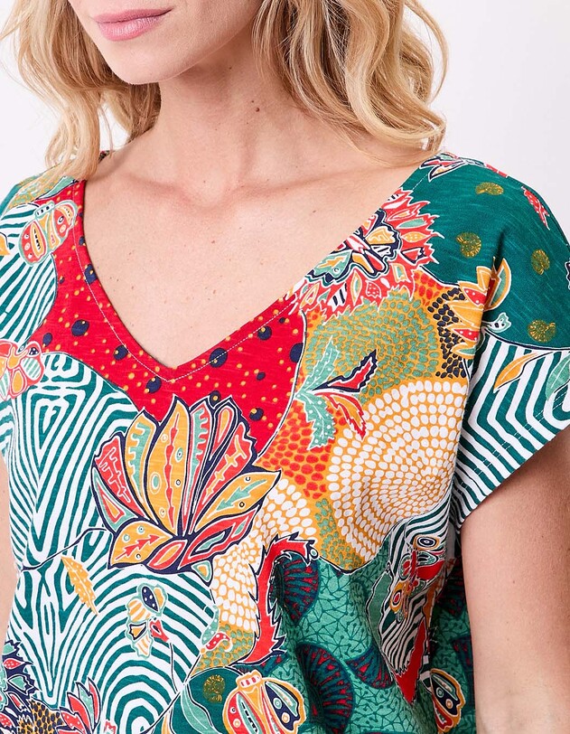 Organic cotton V-neck T-shirt femme La Fianc&eacute;e