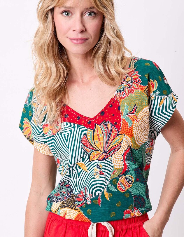 Organic cotton V-neck T-shirt femme La Fianc&eacute;e