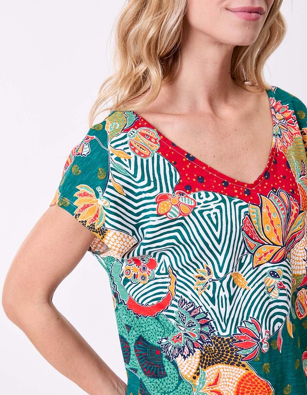 Organic cotton V-neck T-shirt femme La Fianc&eacute;e