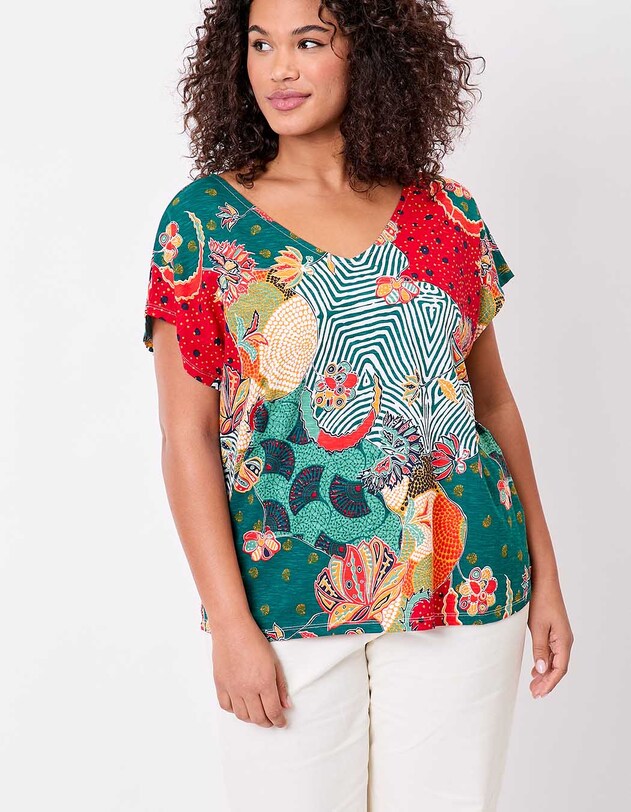 Organic cotton V-neck T-shirt femme La Fianc&eacute;e