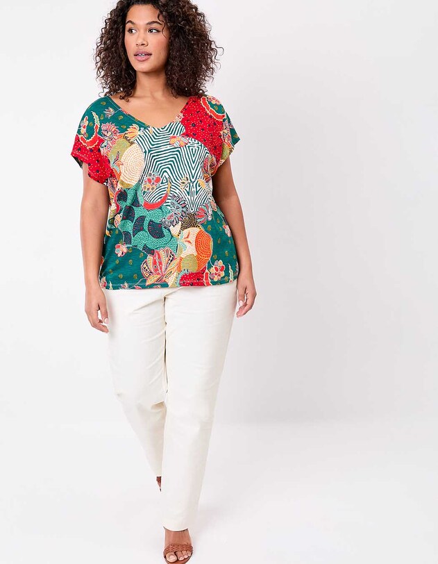 Organic cotton V-neck T-shirt femme La Fianc&eacute;e