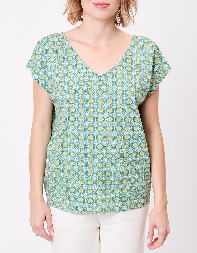 Organic cotton V-neck T-shirt femme La Fianc&eacute;e