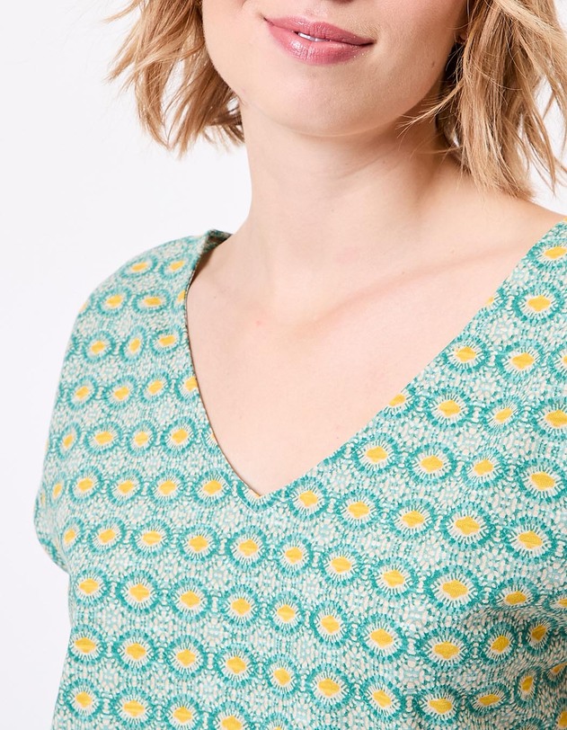Organic cotton V-neck T-shirt femme La Fianc&eacute;e