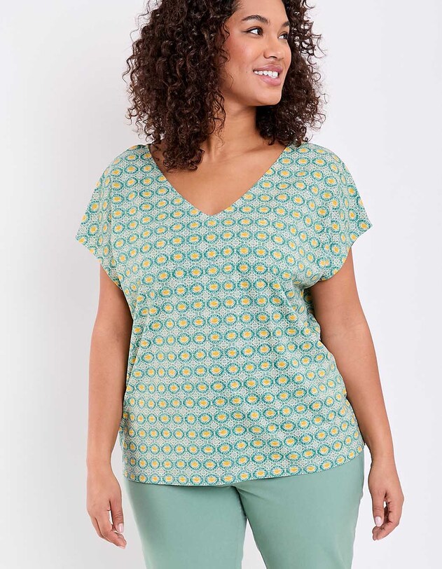 Organic cotton V-neck T-shirt femme La Fianc&eacute;e