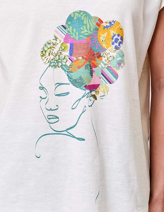 Organic cotton V-neck T-shirt femme La Fianc&eacute;e