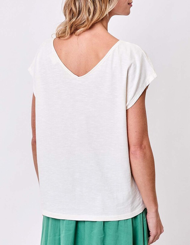 Organic cotton V-neck T-shirt femme La Fianc&eacute;e