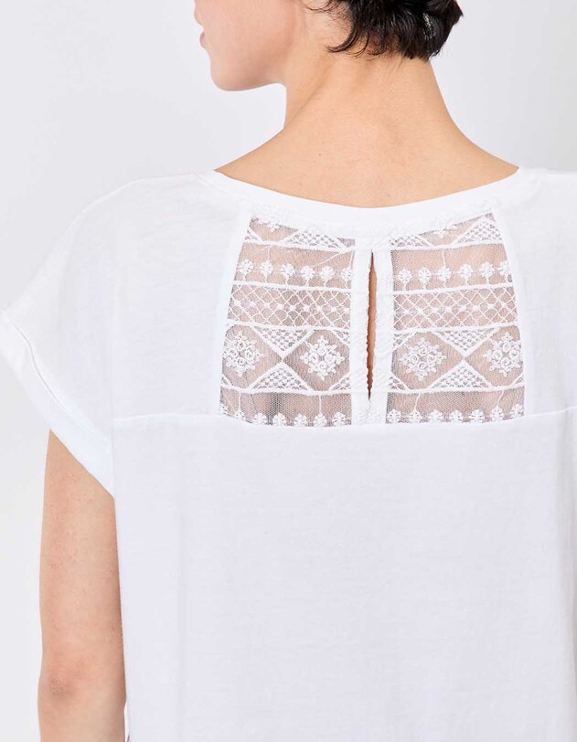 Organic cotton lace T-shirt femme La Fianc&eacute;e