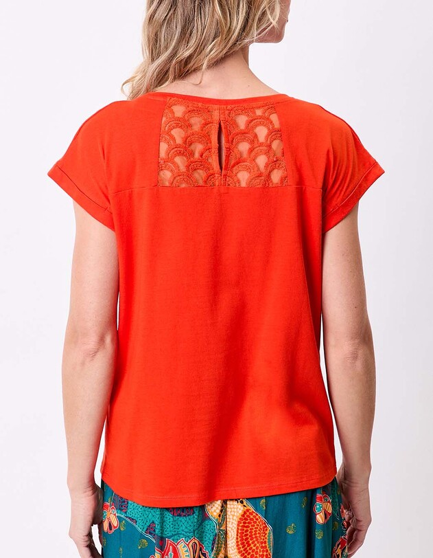 Organic cotton lace T-shirt femme La Fianc&eacute;e