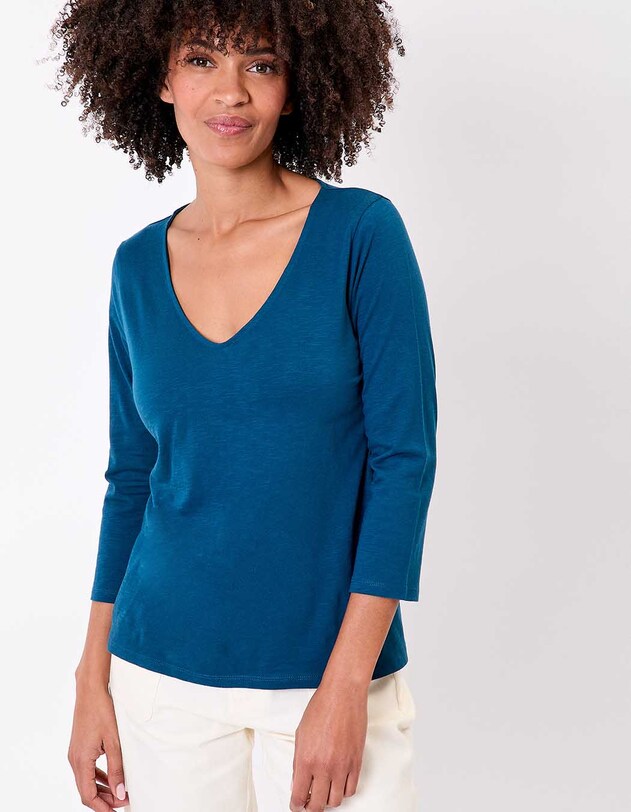 Plain organic cotton 3/4 sleeve T-shirt femme La Fianc&eacute;e