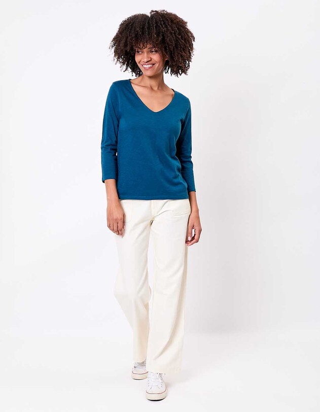 Plain organic cotton 3/4 sleeve T-shirt femme La Fianc&eacute;e