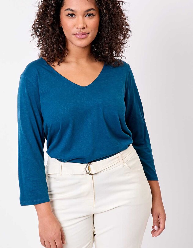 Plain organic cotton 3/4 sleeve T-shirt femme La Fianc&eacute;e