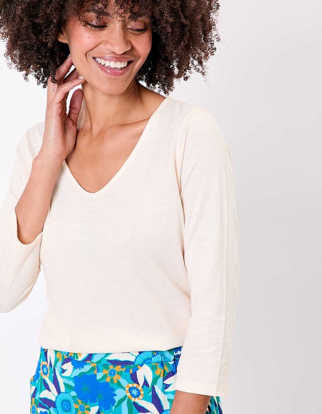 Plain organic cotton 3/4 sleeve T-shirt femme La Fiancée