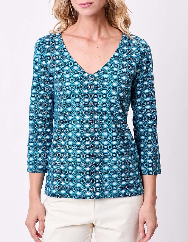 Printed 3/4 sleeve organic cotton T-shirt femme La Fiancée