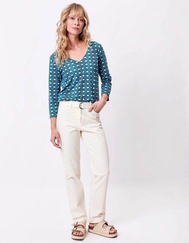 Printed 3/4 sleeve organic cotton T-shirt femme La Fiancée