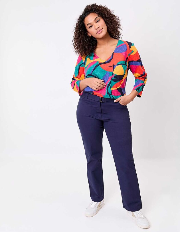 Printed 3/4 sleeve organic cotton T-shirt femme La Fianc&eacute;e