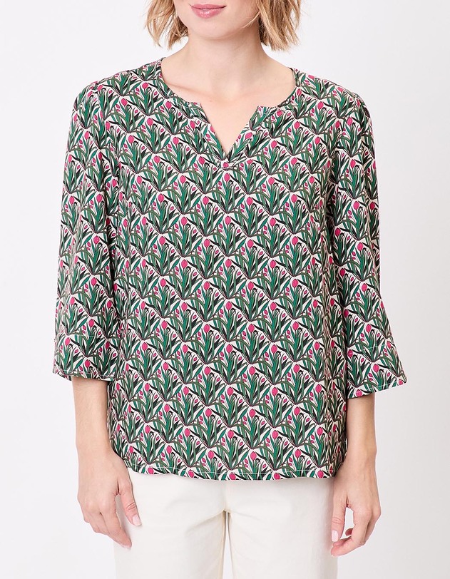 Flowy Tunisian collar blouse femme La Fianc&eacute;e