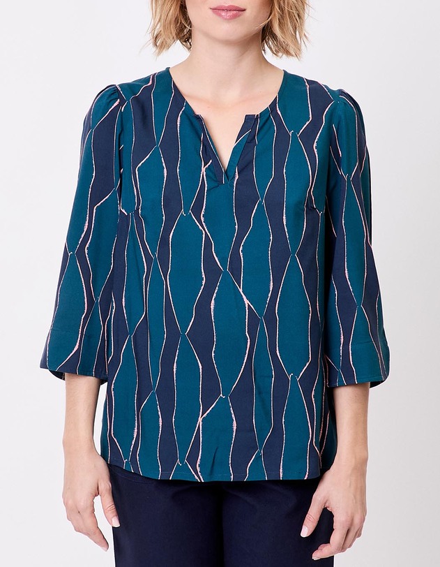 Flowy Tunisian collar blouse femme La Fianc&eacute;e