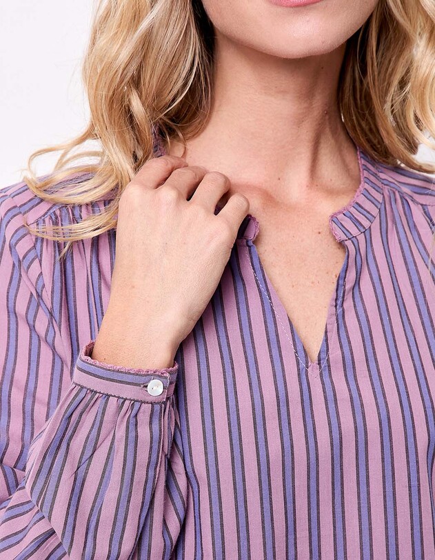 Striped organic cotton long-sleeve blouse femme La Fianc&eacute;e
