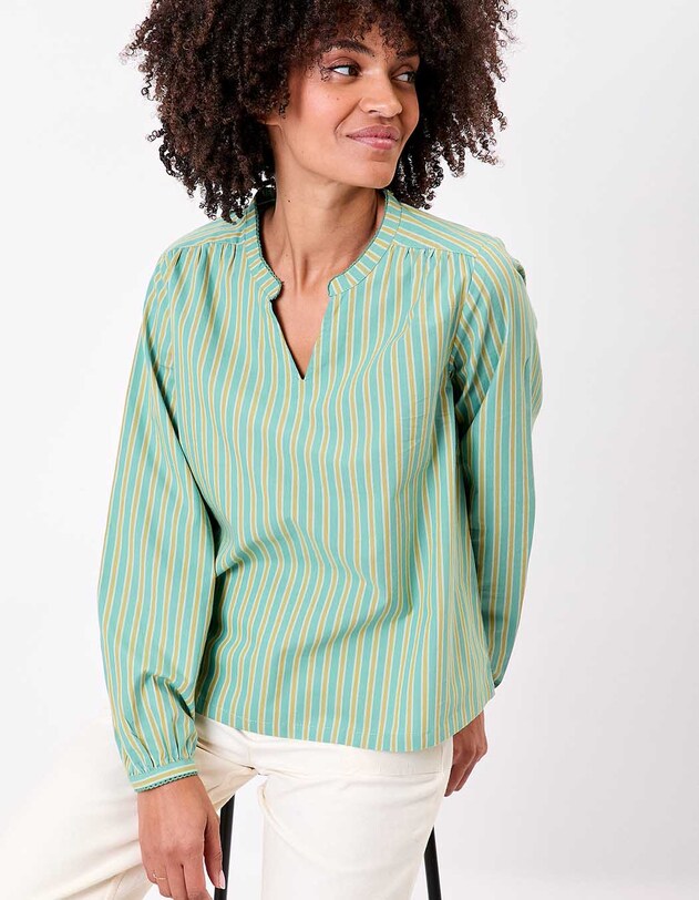 Striped organic cotton long-sleeve blouse femme La Fianc&eacute;e