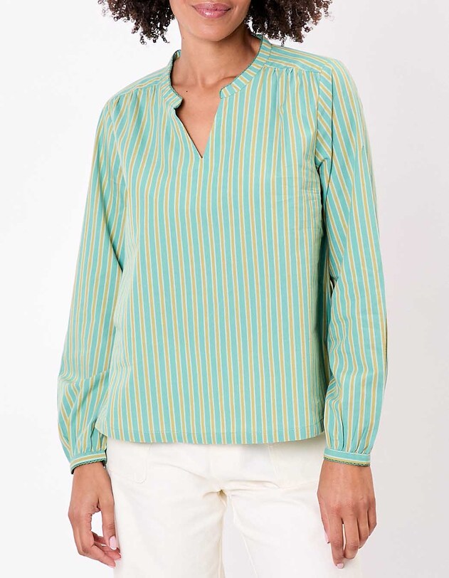 Striped organic cotton long-sleeve blouse femme La Fianc&eacute;e