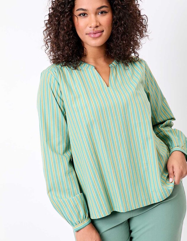 Striped organic cotton long-sleeve blouse femme La Fianc&eacute;e
