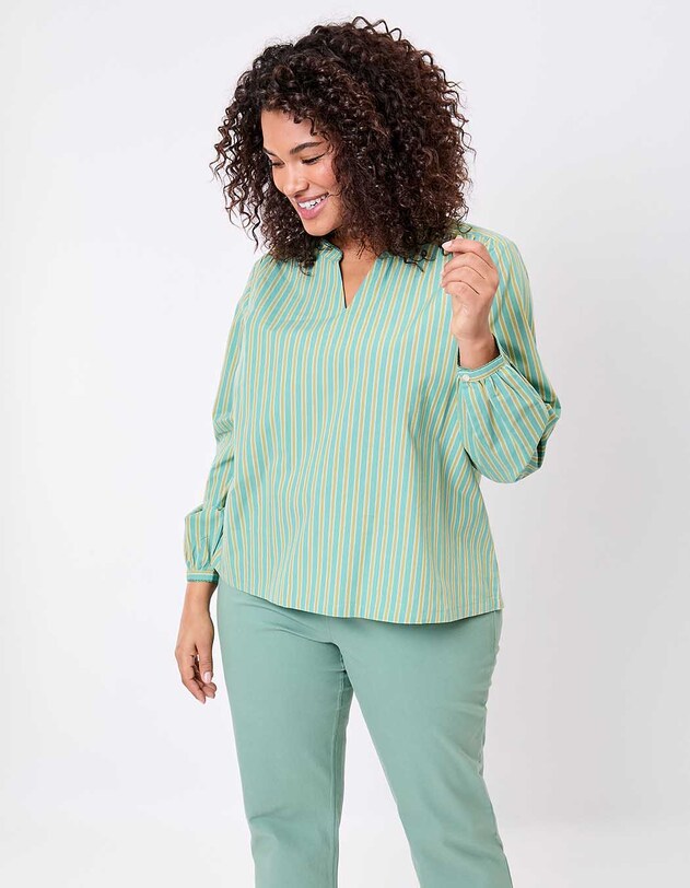 Striped organic cotton long-sleeve blouse femme La Fianc&eacute;e
