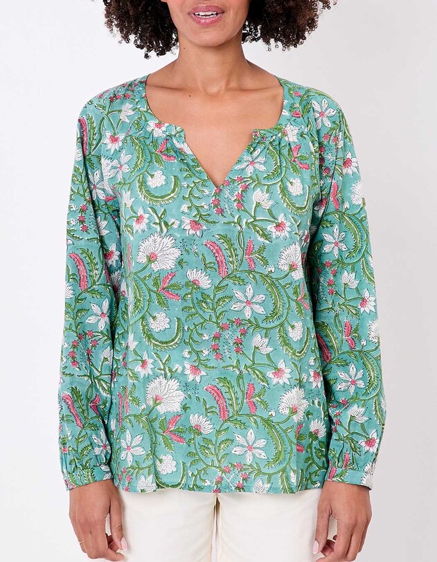 Loose cotton long-sleeve blouse femme La Fianc&eacute;e