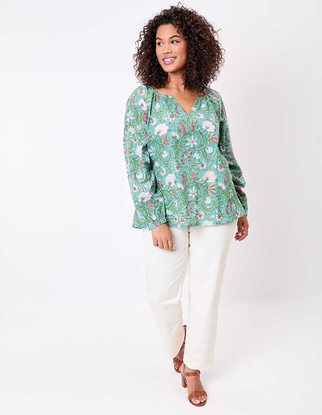Loose cotton long-sleeve blouse femme La Fianc&eacute;e