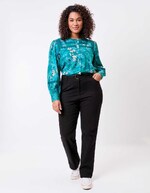 Fitted belted stretch cotton trousers femme La Fiancée