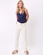 Fitted belted stretch cotton trousers femme La Fianc&eacute;e