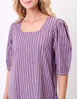 Striped organic cotton square-neck dress femme La Fiancée