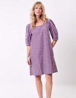 Striped organic cotton square-neck dress femme La Fiancée