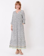Long printed cotton voile dress femme La Fianc&eacute;e