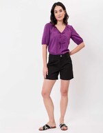Plain cotton elastane shorts femme La Fiancée