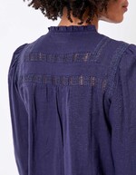 Organic cotton macramé shirt femme La Fiancée