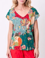 Organic cotton V-neck T-shirt femme La Fiancée