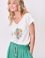 Organic cotton V-neck T-shirt femme La Fiancée