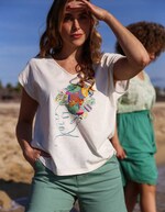 Organic cotton V-neck T-shirt femme La Fiancée