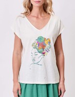 Organic cotton V-neck T-shirt femme La Fiancée