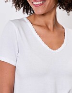 Organic cotton braided-neck T-shirt femme La Fiancée