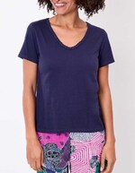 Organic cotton braided-neck T-shirt femme La Fiancée