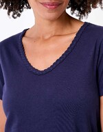Organic cotton braided-neck T-shirt femme La Fiancée