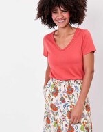 Organic cotton braided-neck T-shirt femme La Fiancée