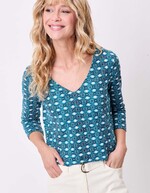 Printed 3/4 sleeve organic cotton T-shirt femme La Fiancée