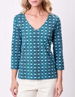 Printed 3/4 sleeve organic cotton T-shirt femme La Fiancée