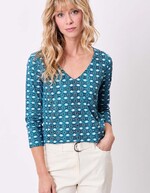 Printed 3/4 sleeve organic cotton T-shirt femme La Fiancée